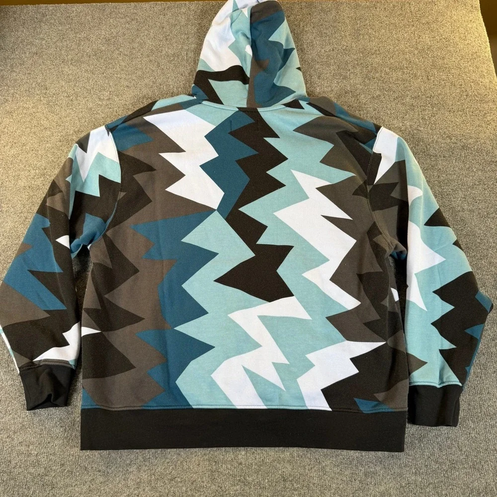 Jordan Essentials Mens Graphic Fleece Hoodie Blue Zigzag FB7014-425 XL #3389